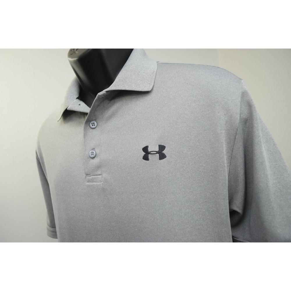 Under Armour Golf Polo Gray‎ HeatGear Loose Performance Short Sleeve Mens Large
